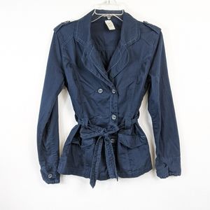 Supplies navy blue belted double breasted coat